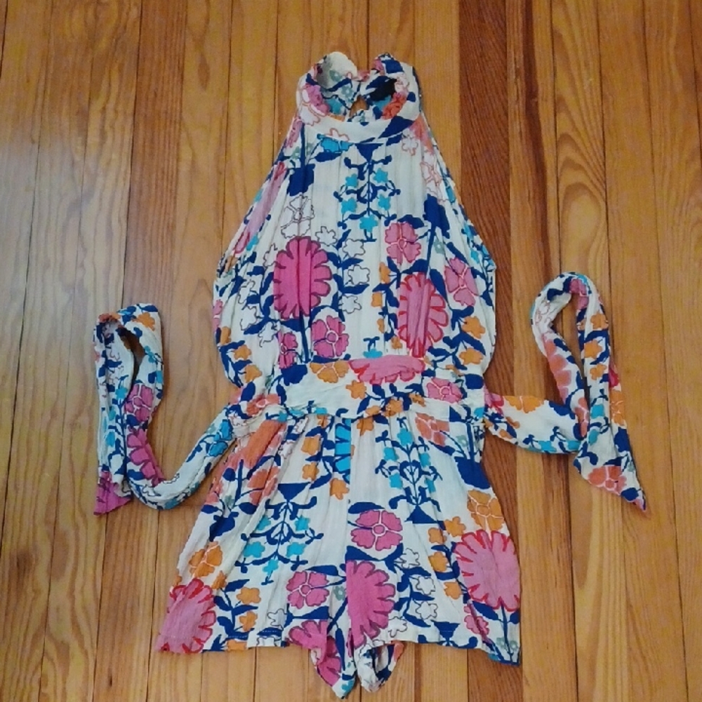 RACHEL Rachel Roy Colorful Patterned Halter Romper